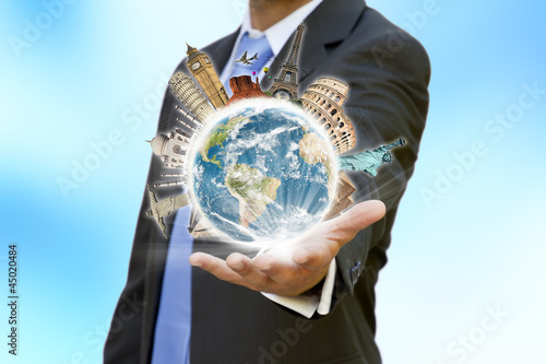 Photo: Businessman planet earth concept Businessman planet earth concept