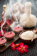 Candles recently extinguished of spa salon