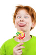 The red  teenager with a sugar candy