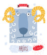 Aries. zodiac vector drawing