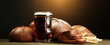 tankard of kvass and rye breads with ears,