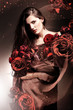 beautiful woman in chocolate fabric with chocolate roses
