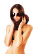woman in sunglasses and hair around neck
