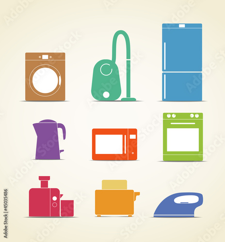 Vector: Abstract style home and kitchen equipment icons Abstract style home and kitchen equipment icons