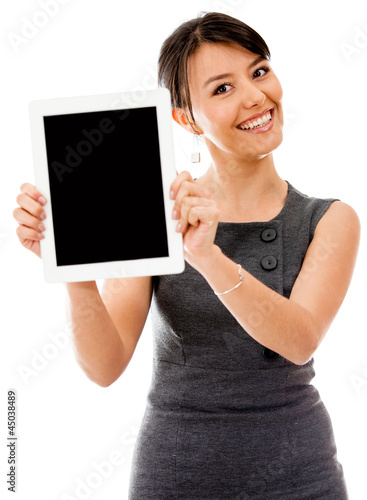 Photo: Business woman with a tablet computer Business woman with a tablet computer