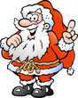 Hand-drawn Vector illustration of an Happy Santa Pointing