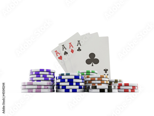 Ilustración: four aces and colored chips four aces and colored chips