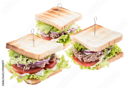 Photo: Group of Tuna Sandwiches on white Group of Tuna Sandwiches on white