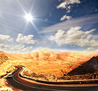 Foto: Sand-Wüste: Straße am Rande der Sahara Sand-Wüste: Straße am Rande der Sahara