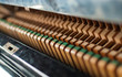 Upright black piano hammer detail