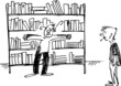 Two students and a bookstand