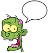 Zombie Head Cartoon Character With Speech Bubble
