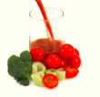 Pouring freshly made Vegetable Juice
