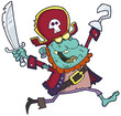 Cartoon Pirate Zombie With A Cutlass