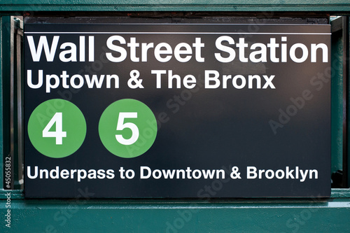 Photo: Wall street subway station in New York City. Wall street subway station in New York City.