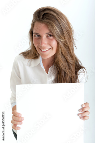 Photo: Woman with message Woman with message