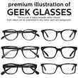 metal framed geek glasses vintage style clipart