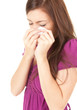 crying sad teenage girl with handkerchief