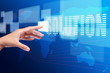 Photo: hand pushing a solution button on touch screen interface hand pushing a solution button on touch screen interface