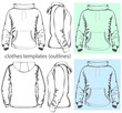 Vector. Men's hooded sweatshirt. Outlines