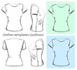 Vector. Women's t-shirt design template.outline