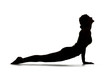 "USA, Utah, Orem, Silhouette of woman in cobra pose against white background"