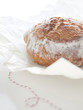 "Fresh bread on wrapping paper, close-up"