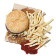 "French fries and hamburger, studio shot"