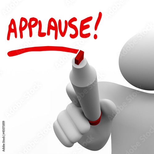 Illustration: Applause Word Written by Man Marker Appreciation Applause Word Written by Man Marker Appreciation