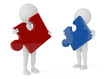 3d humanoid character hold a puzzle piece