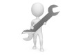 3d humanoid character with a hand wrench tool