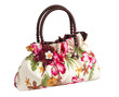 Floral pattern lady hand bag, isolated on white background.