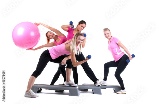 Photo: group of fitness instructors with accesories group of fitness instructors with accesories