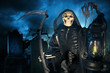 Grim reaper/ angel of death with lamp at night