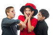 Teenagers dressed in costumes for halloween