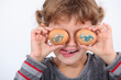 child playing with eggs