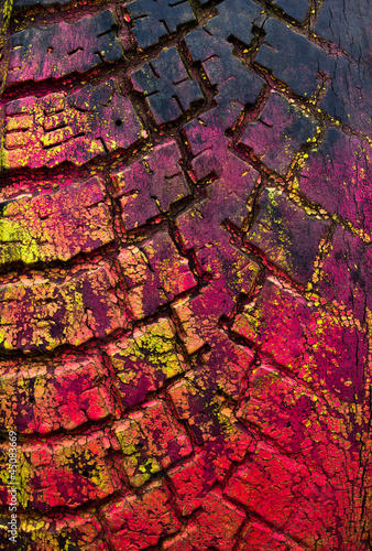 Photo: Colorful abstract texture of old automobile protector Colorful abstract texture of old automobile protector