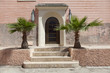 Decorated Moroccan door with palmtrees