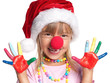 Little girl in Santa hat