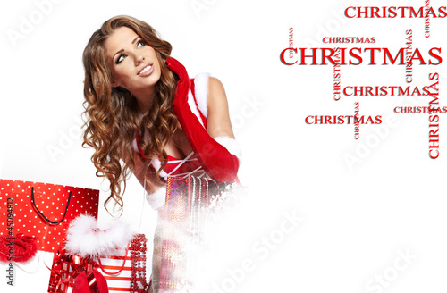 Photo: beautiful sexy girl wearing santa claus clothes beautiful sexy girl wearing santa claus clothes