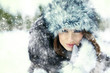 Beauty woman in the winter scenery