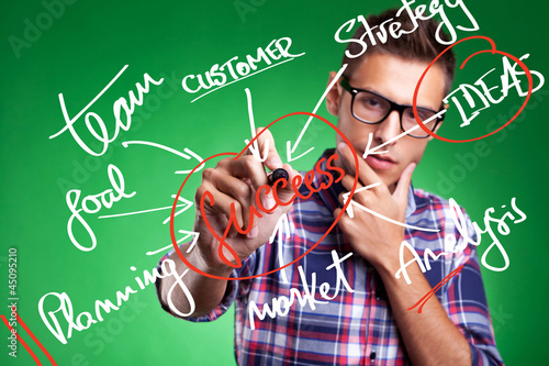 Illustration: business man writing success concepts business man writing success concepts