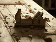 USA, Utah, Orem, plane on workbench