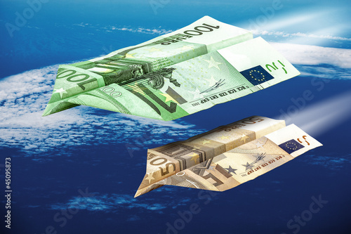 Illustration: flying euros, sale, last minute, flying euros, sale, last minute,