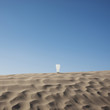 "USA, Utah, Little Sahara, glass of ice cold water in desert"