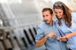 Tourists finding a location on their phone