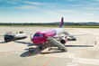 Large tourist airplane waiting on airport