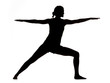 "Silhouette of young woman exercising, digital composite"