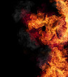 Fire flames, isolated on black background
