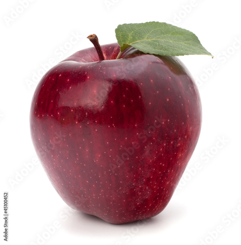 Foto: Sweet red apple with green leaf Sweet red apple with green leaf